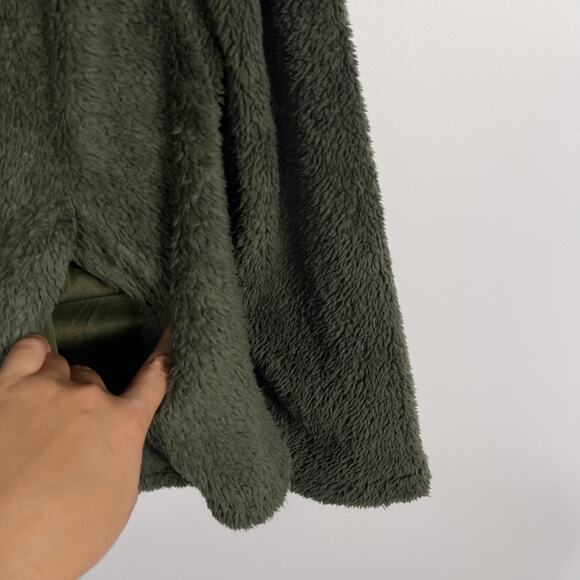 Hem & Thread Womens Small Olive Green Sherpa Fuzzy 1/4 Zip Pullover Sweatshirt - Picture 4 of 8